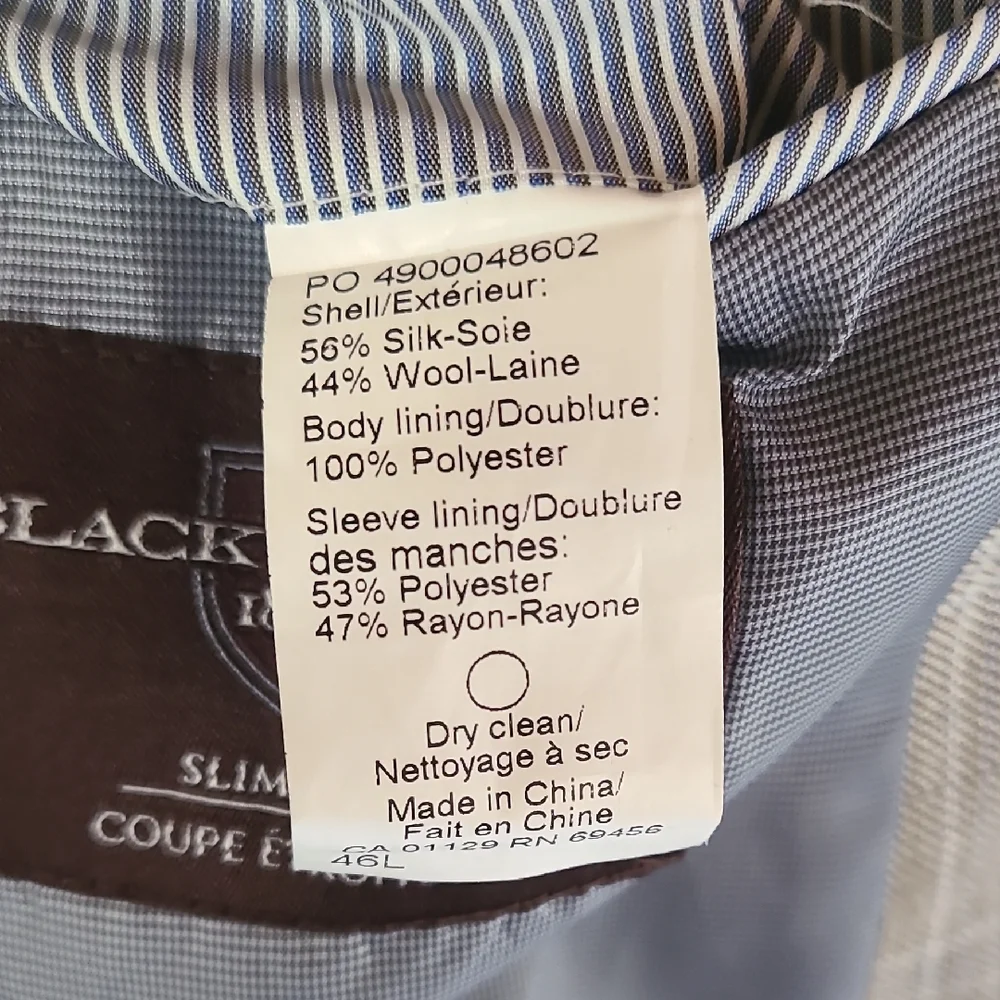 Black Brown 1826 Lord & Taylor Silk Wool Blend Plaid Blazer Sport Coat 46L